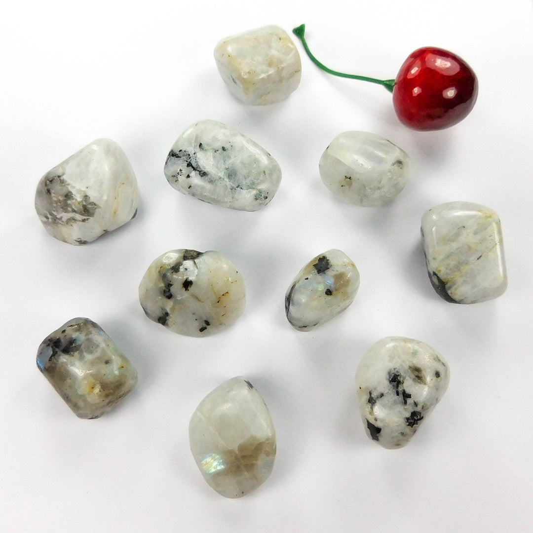 Bulk Wholesale Lot 1 LB - Tumbled Moonstone Rainbow - One Pound Polished Stones Natural Crystals Gemstones