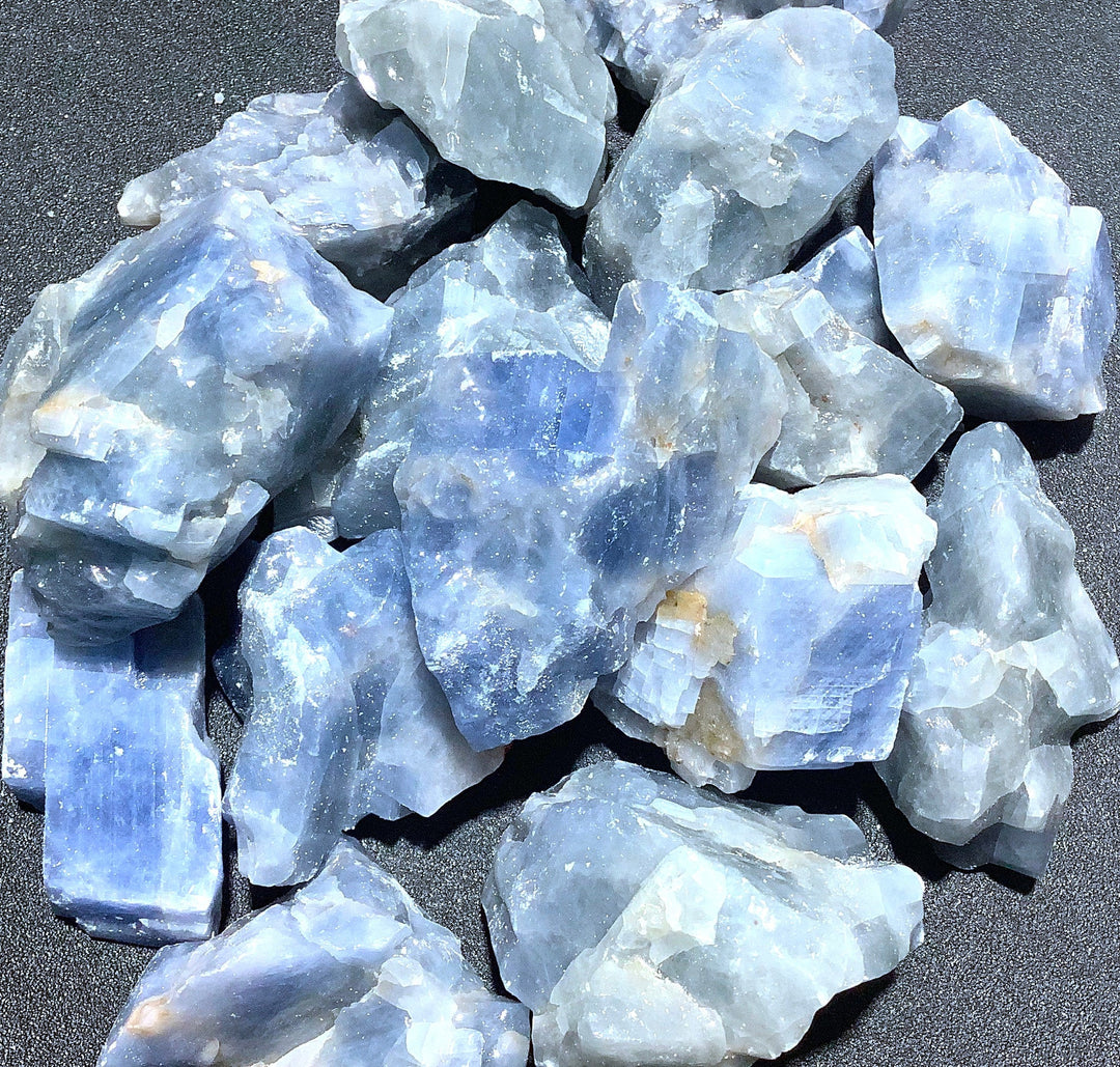 Bulk Wholesale Lot 1 LB Rough Blue Calcite Crystal One Pound Rough Raw Stones Natural Gemstones Crystals