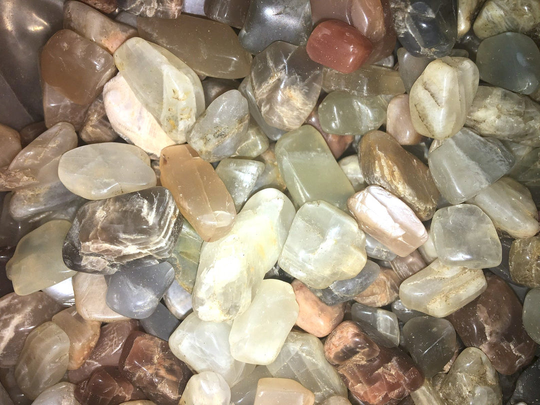 Bulk Wholesale Lot (1 LB) Multicolor Moonstone - One Pound Tumbled Stones