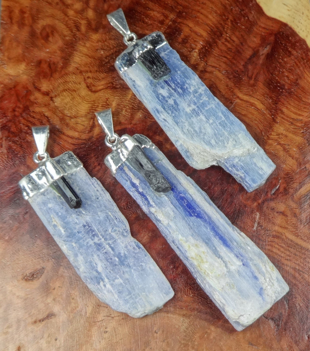 Kyanite And Tourmaline Crystal Pendant Silver Plated Necklace Charm Healing Crystals And Stones