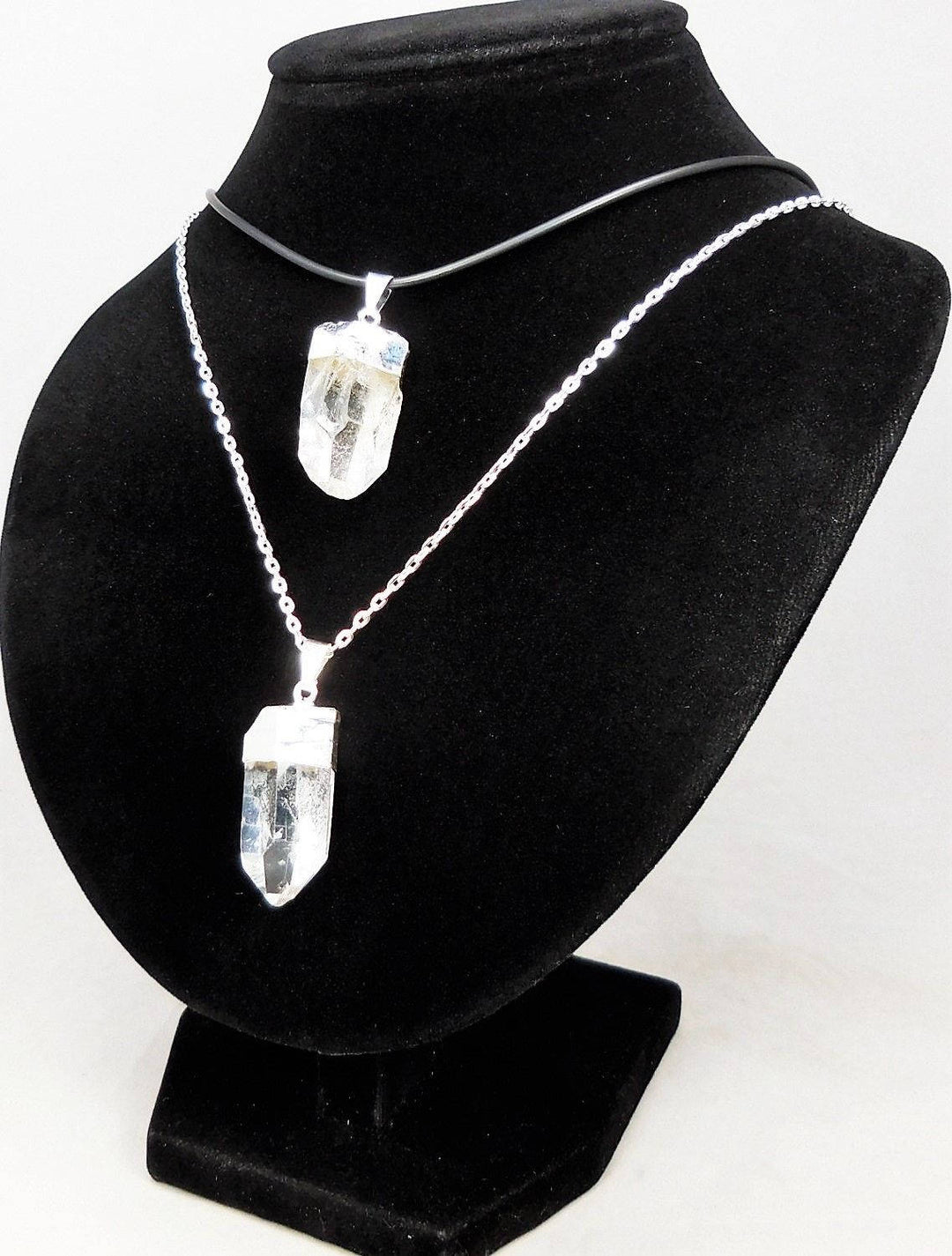 Quartz Crystal Point Necklace Pendant Silver