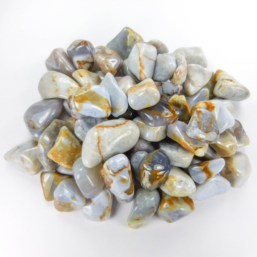 Bulk Wholesale Lot (1 LB) Blue Chalcedony - One Pound Tumbled Stones