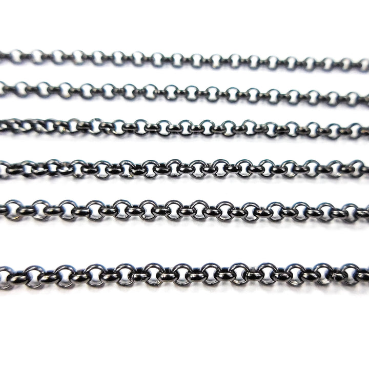 Black Plated Stainless Steel Necklace Chains - 20" Rolo Chain