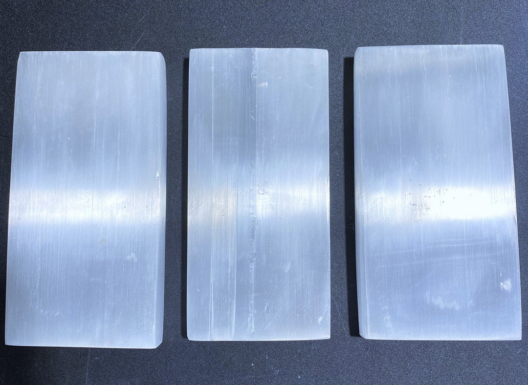 Wholesale Bulk Lot 3 Pack Of Selenite Bars Plates Large White Crystal Wands Charging Plate Thick