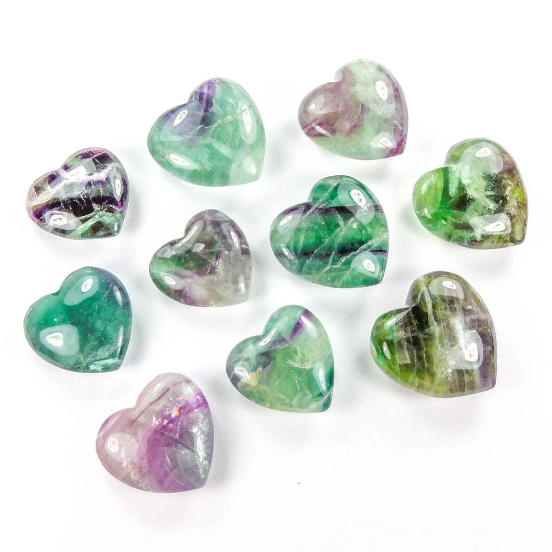 Rainbow Fluorite Heart - Carved Crystal Hearts