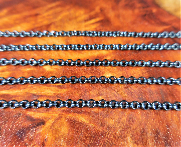 Black Plated Stainless Steel Necklace Chains - 20" Rolo Chain