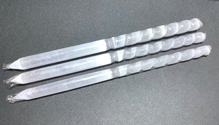 Selenite Crystal Wand Extra Long Large Spiral Point Polished