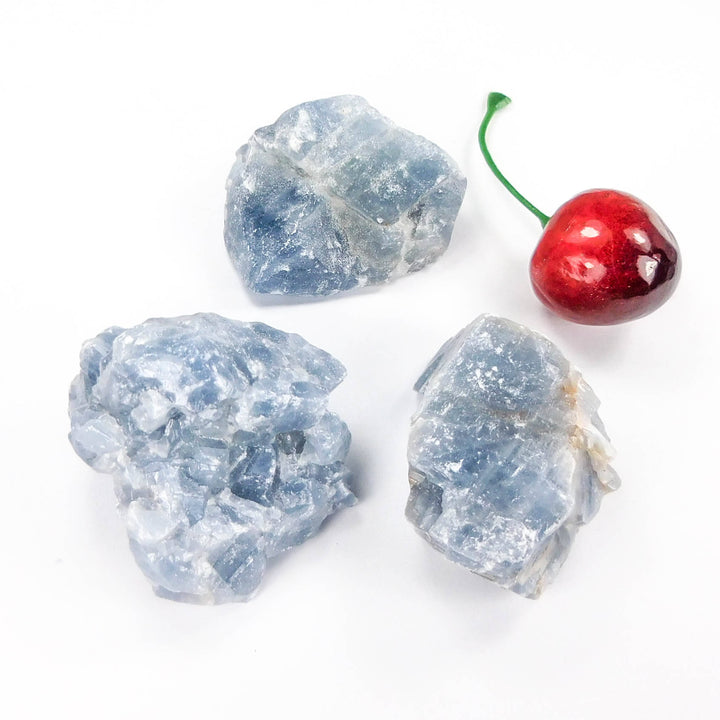Rough Blue Calcite (3 Pcs) Raw Crystal Chunk Natural Gemstone Unpolished Rocks Healing Crystals And Stones