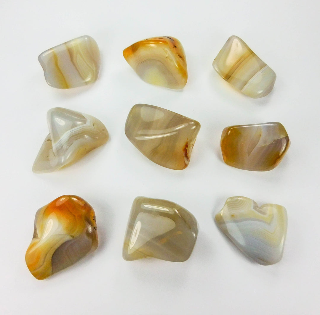 Banded Agate (3 Pcs) Tumbled Gemstones