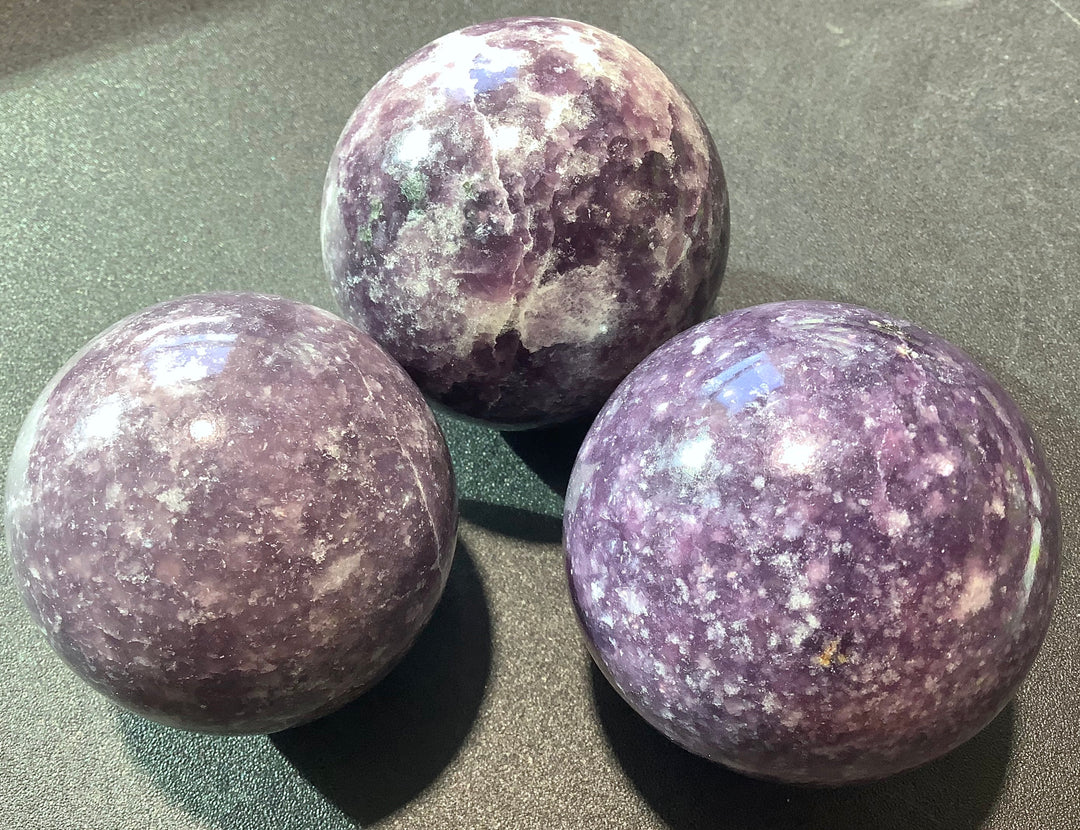 Wholesale Bulk Lot (3 Pcs) Lepidolite Crystal Balls Orbs Spheres