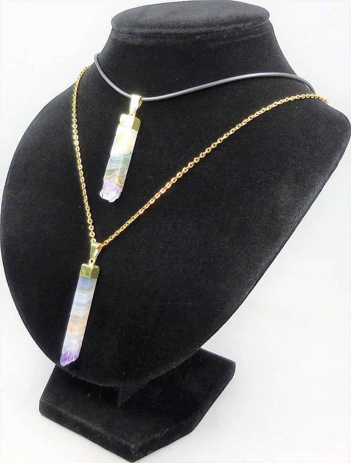 Amethyst Necklace - Purple Druzy Crystal Thin Square Cut Pendant - Gold Plated Drusy Stone